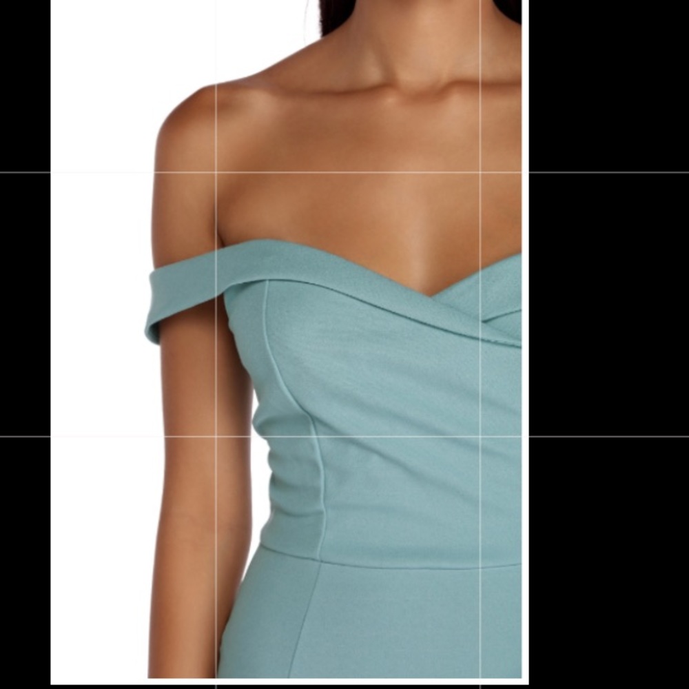 Sea Foam Blue off the shoulder Mermaid Dress